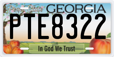 GA license plate PTE8322