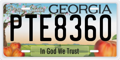 GA license plate PTE8360