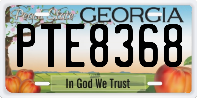 GA license plate PTE8368