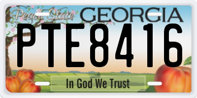 GA license plate PTE8416