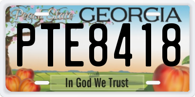 GA license plate PTE8418