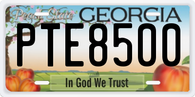 GA license plate PTE8500