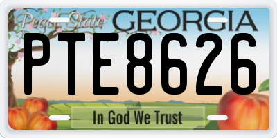 GA license plate PTE8626
