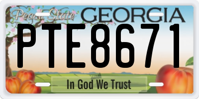 GA license plate PTE8671