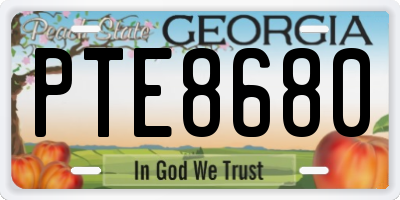 GA license plate PTE8680