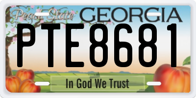GA license plate PTE8681