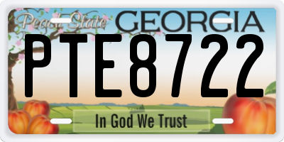GA license plate PTE8722