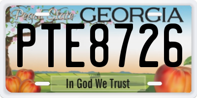 GA license plate PTE8726
