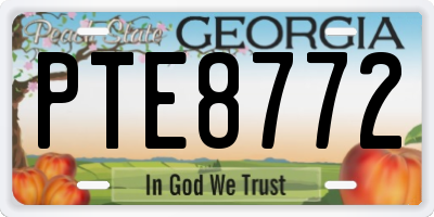 GA license plate PTE8772