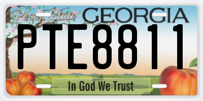 GA license plate PTE8811