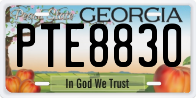 GA license plate PTE8830
