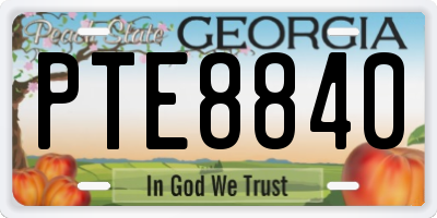 GA license plate PTE8840