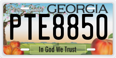 GA license plate PTE8850