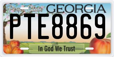 GA license plate PTE8869