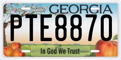 GA license plate PTE8870