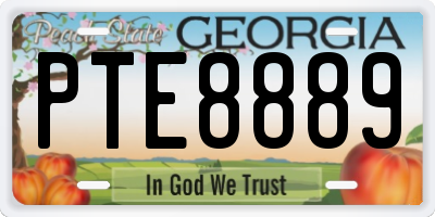 GA license plate PTE8889