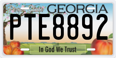 GA license plate PTE8892