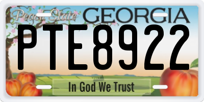 GA license plate PTE8922