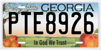 GA license plate PTE8926