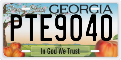GA license plate PTE9040