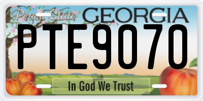 GA license plate PTE9070