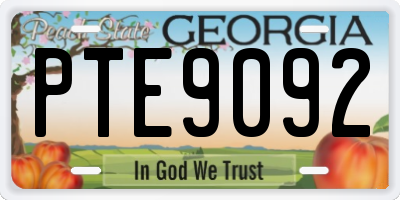GA license plate PTE9092
