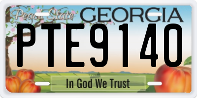 GA license plate PTE9140