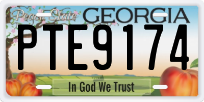 GA license plate PTE9174