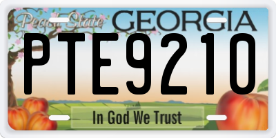 GA license plate PTE9210