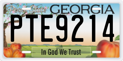 GA license plate PTE9214