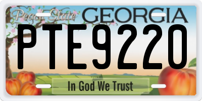 GA license plate PTE9220