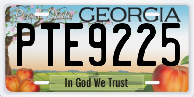 GA license plate PTE9225