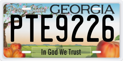 GA license plate PTE9226