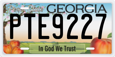 GA license plate PTE9227