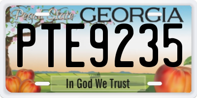 GA license plate PTE9235
