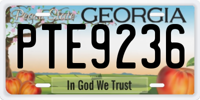 GA license plate PTE9236