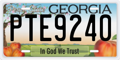 GA license plate PTE9240