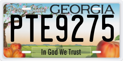 GA license plate PTE9275
