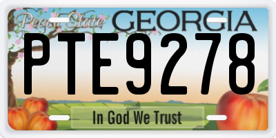 GA license plate PTE9278