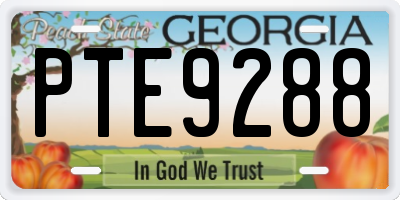 GA license plate PTE9288
