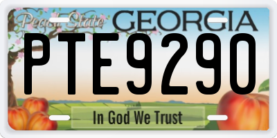 GA license plate PTE9290