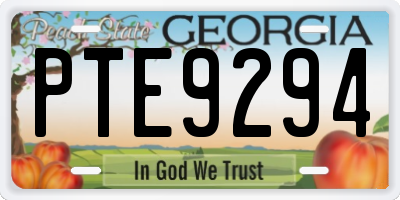 GA license plate PTE9294