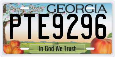 GA license plate PTE9296
