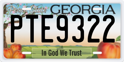 GA license plate PTE9322