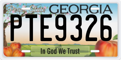 GA license plate PTE9326