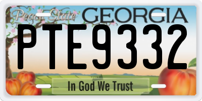 GA license plate PTE9332