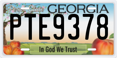 GA license plate PTE9378
