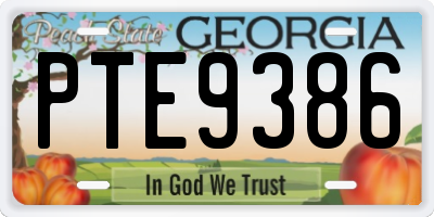 GA license plate PTE9386