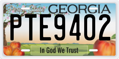 GA license plate PTE9402