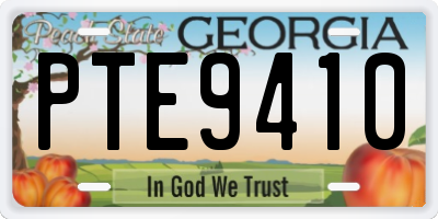 GA license plate PTE9410